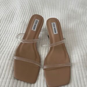 Steve Madden Clear Strap Tan Heels